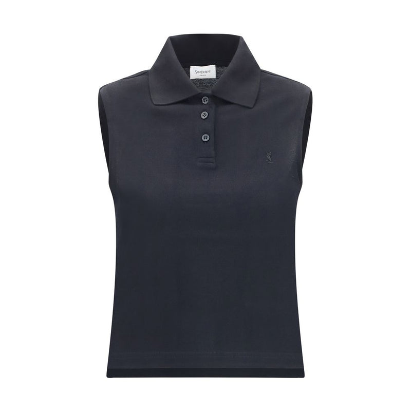 Saint Laurent Black Recycled Cotton Polo Shirt