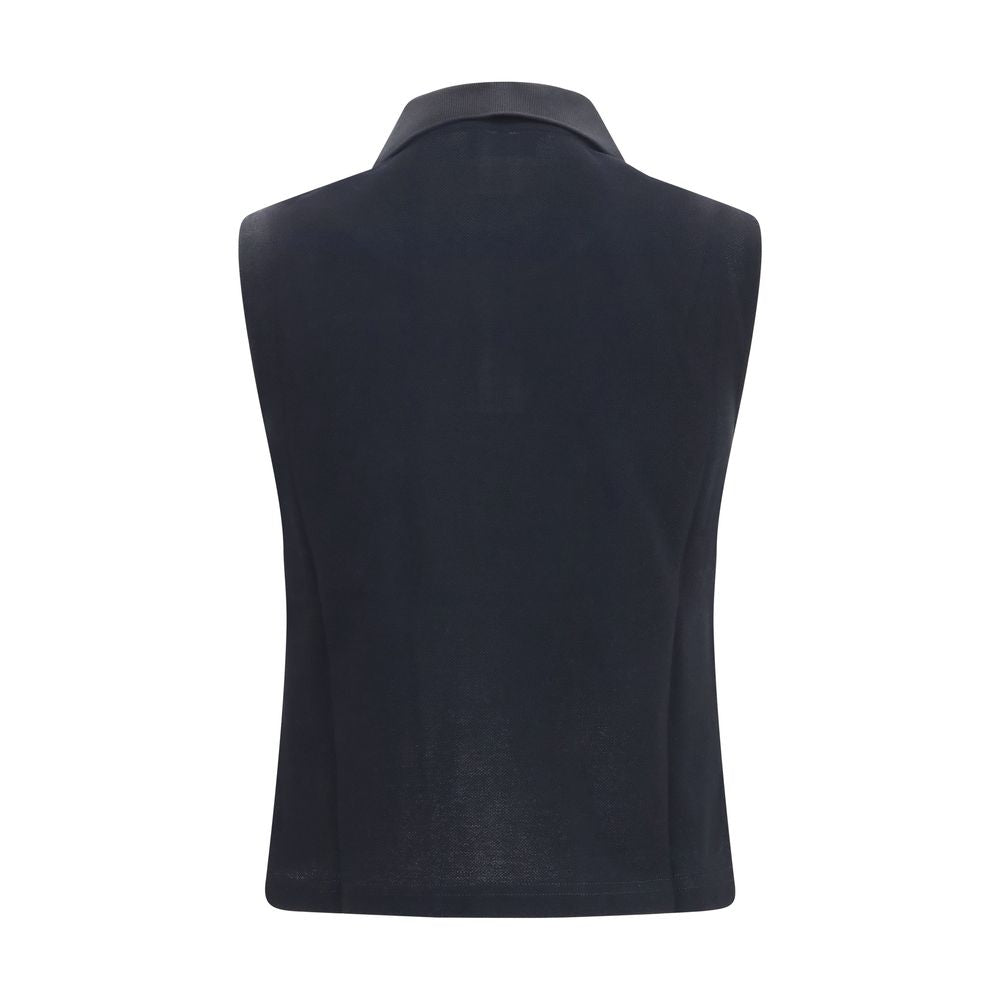 Polo en coton recyclé noir Saint Laurent
