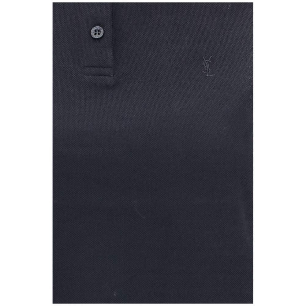 Polo en coton recyclé noir Saint Laurent
