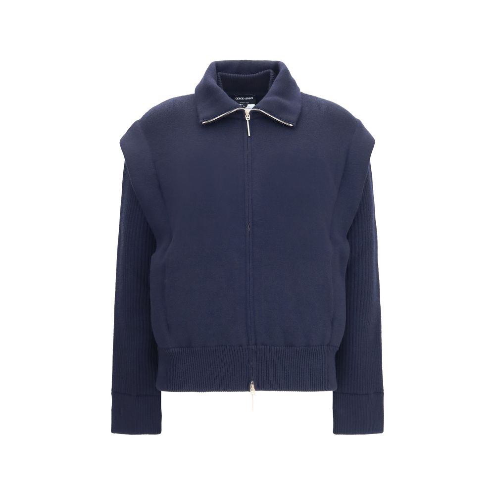 Blouson aviateur en laine bleu Giorgio Armani Oves Aries