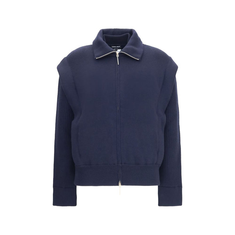 Giorgio Armani Blue Wool Oves Aries Bomber
