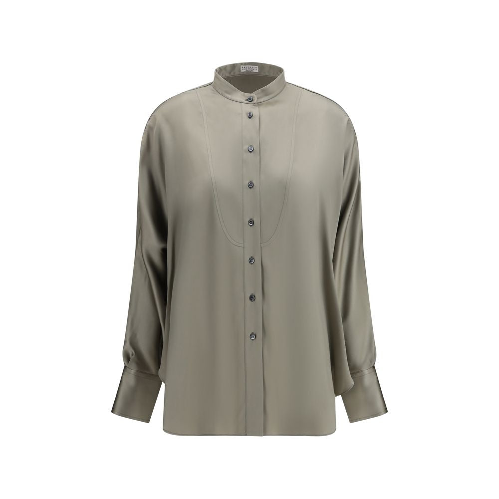 Chemise en soie bicolore Brunello Cucinelli