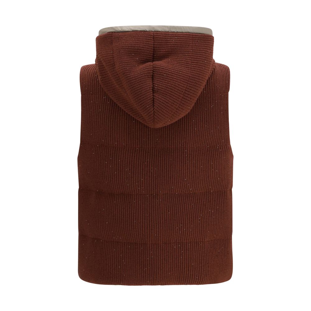 Brunello Cucinelli Gilet Sans Manches en Coton Marron