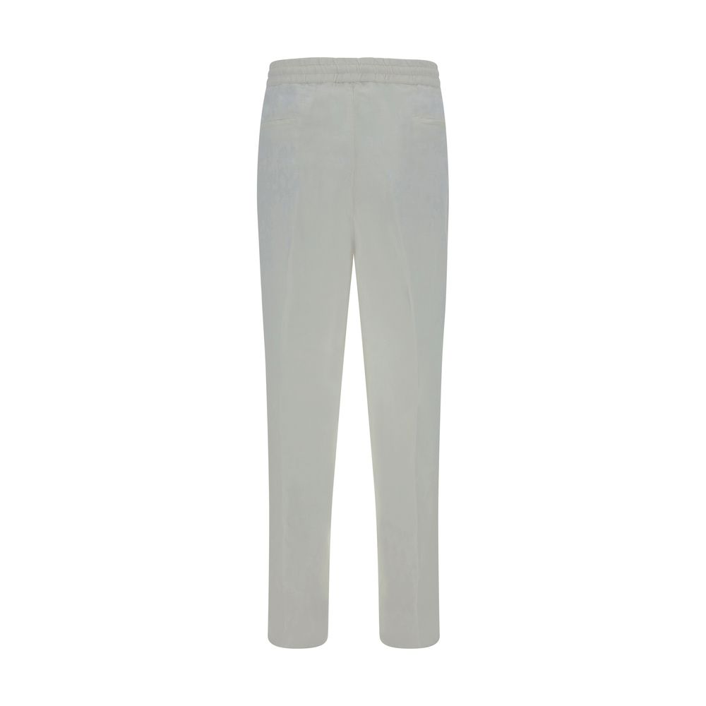 Pantalon décontracté en lin blanc Brunello Cucinelli