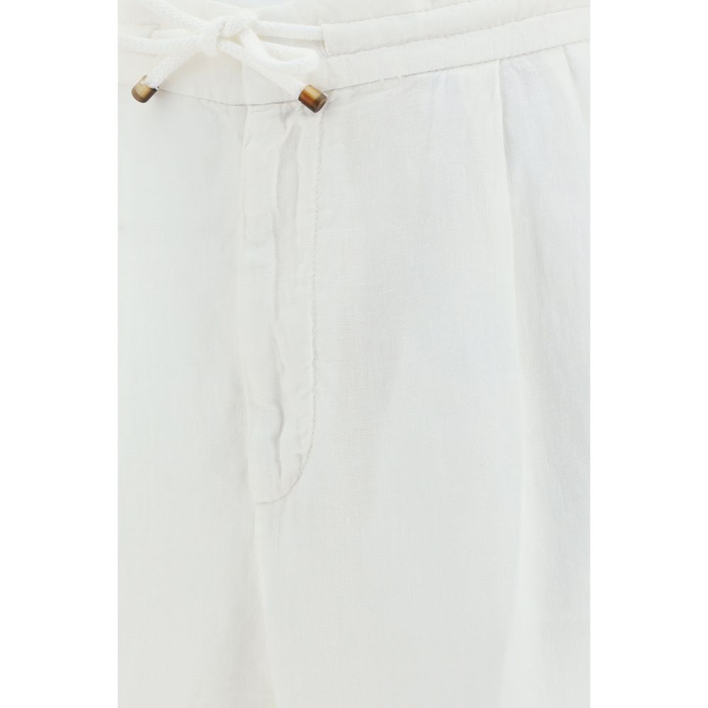 Pantalon décontracté en lin blanc Brunello Cucinelli
