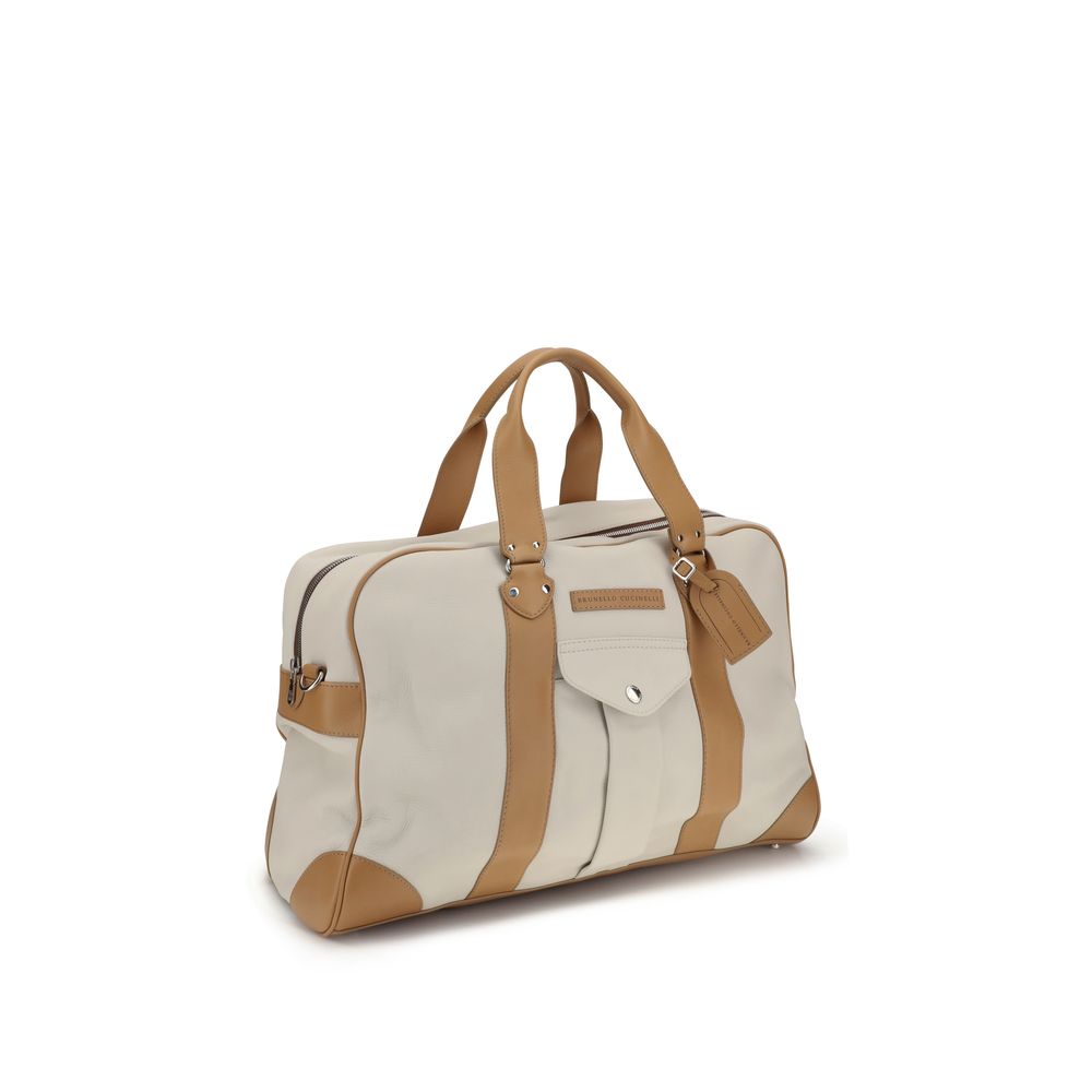 Brunello Cucinelli Sacs et bagages en cuir de veau beige Bos Taurus