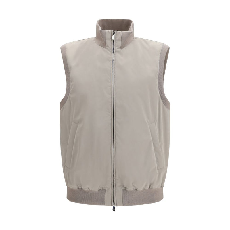 Brunello Cucinelli Gray Polyester Sleeveless Jacket