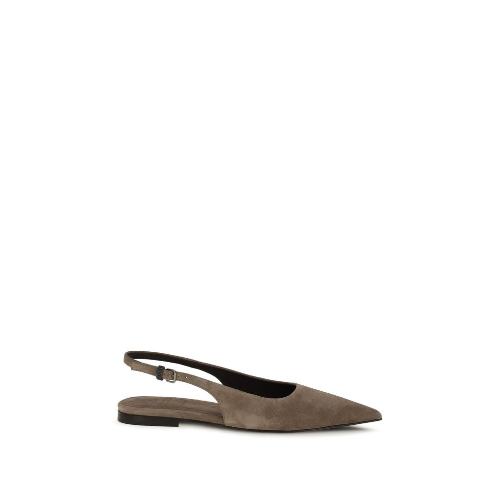 Ballerines Brunello Cucinelli en cuir de veau marron Bos Taurus