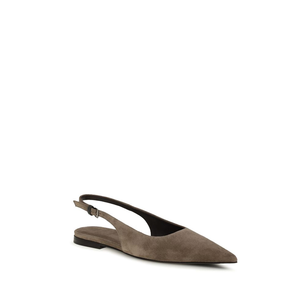 Ballerines Brunello Cucinelli en cuir de veau marron Bos Taurus