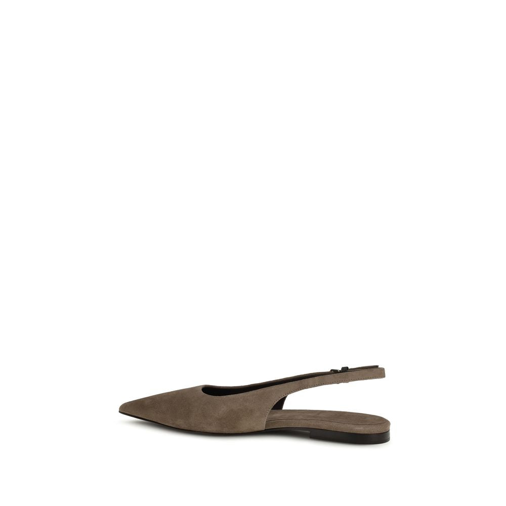 Ballerines Brunello Cucinelli en cuir de veau marron Bos Taurus