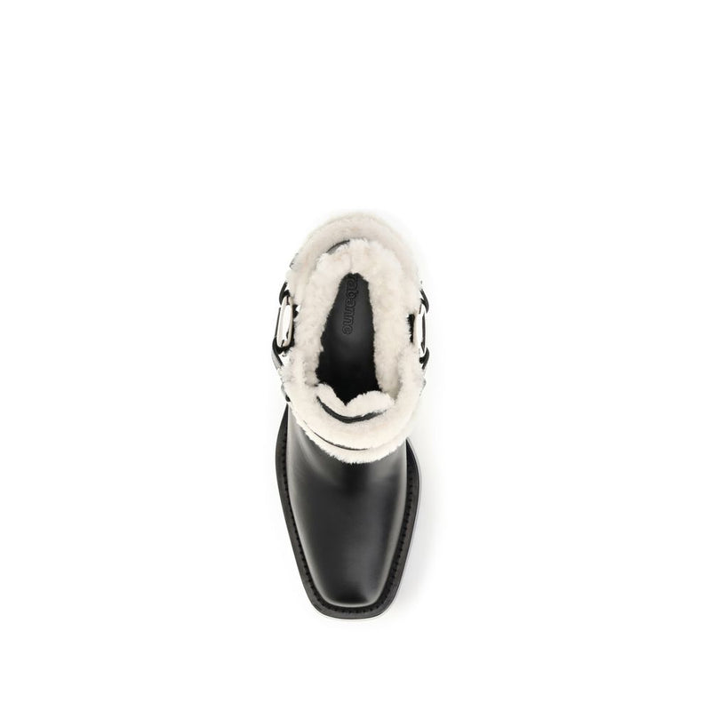 Rabanne Black Calf Leather Bos Taurus Ankle Boots
