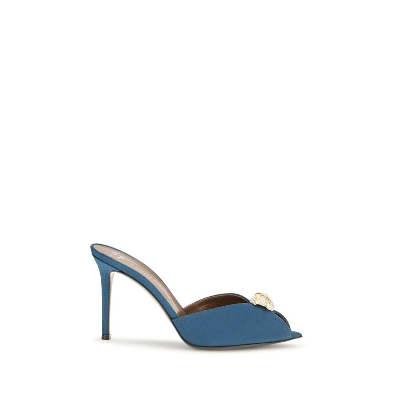 Giuseppe Zanotti Blue Calf Leather Bos Taurus Stiletto Heel Sandals