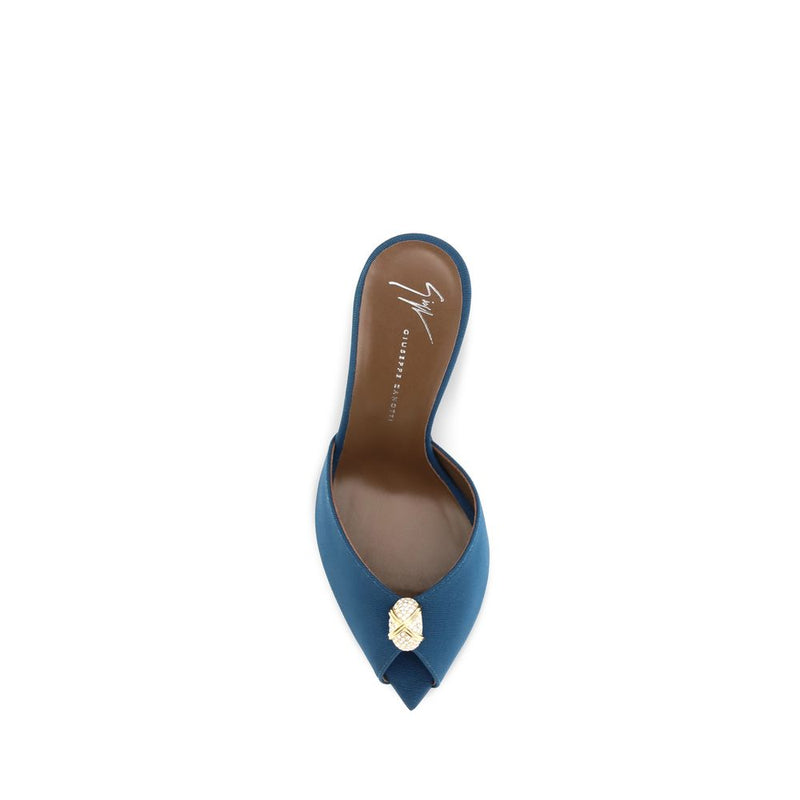 Giuseppe Zanotti Blue Calf Leather Bos Taurus Stiletto Heel Sandals