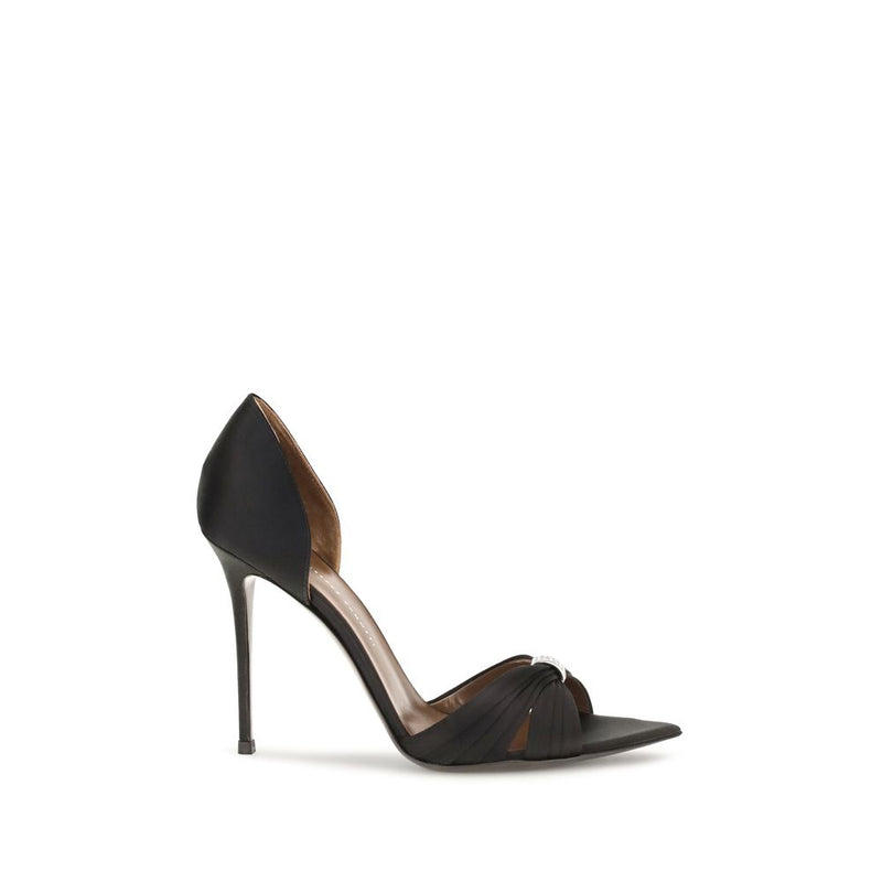 Giuseppe Zanotti Black Satin Stiletto Heel Sandals