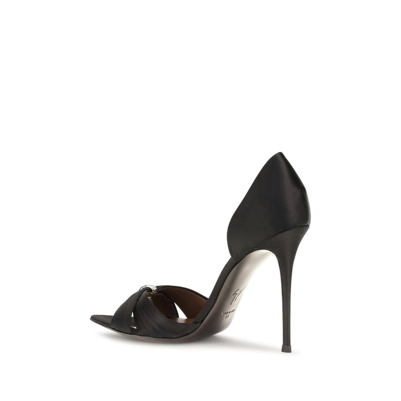 Giuseppe Zanotti Black Satin Stiletto Heel Sandals