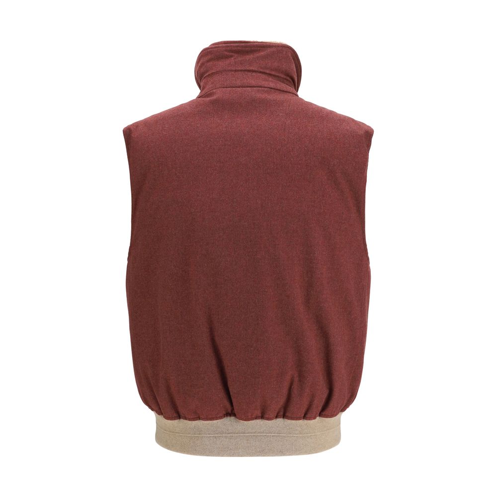 Brunello Cucinelli Gilet Sans Manches Oves Aries En Laine Bordeaux