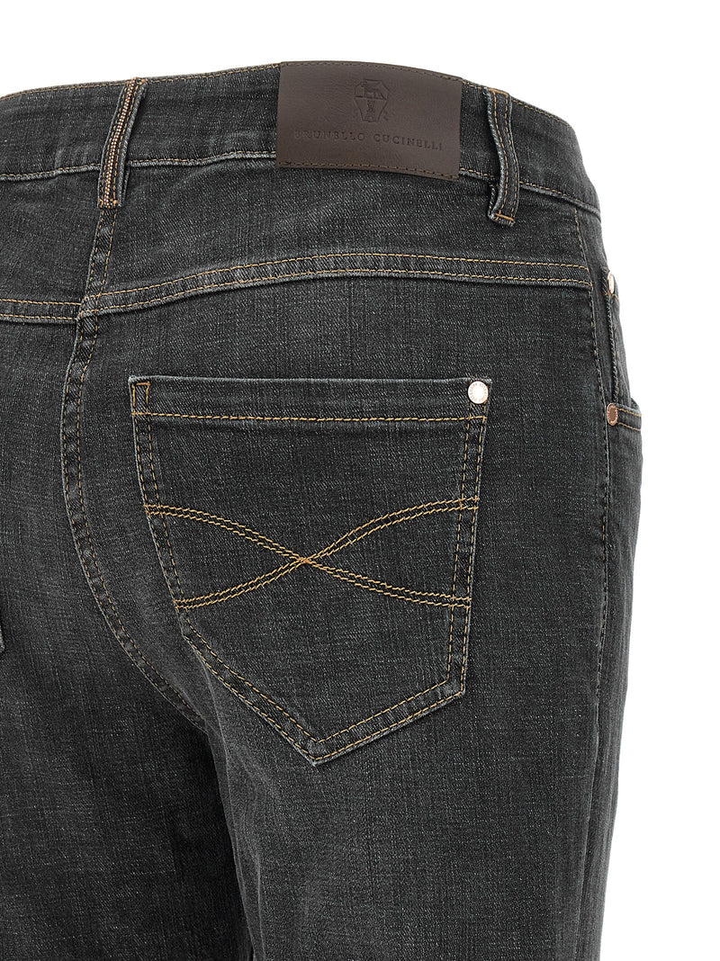 Brunello Cucinelli Gray Cotton Slim Fit Jeans