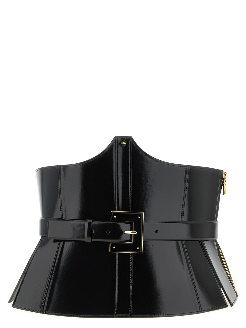 Elisabetta Franchi Black Leather High-Waist Belt