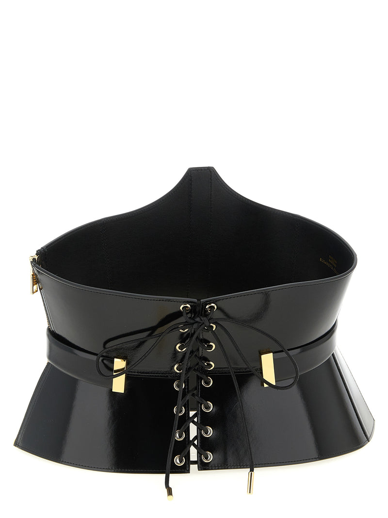 Elisabetta Franchi Black Leather High-Waist Belt