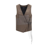Veste sans manches en soie marron Giorgio Armani