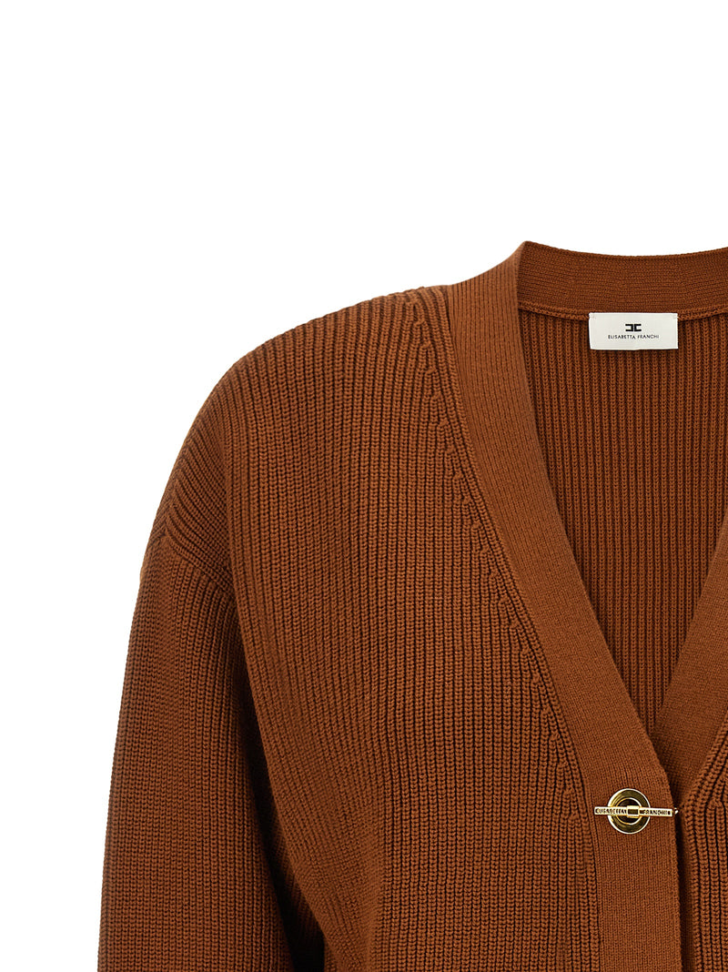 Elisabetta Franchi Brown Viscose Cardigan