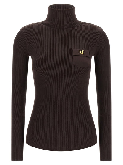 Elisabetta Franchi Brown Lycra Cardigan