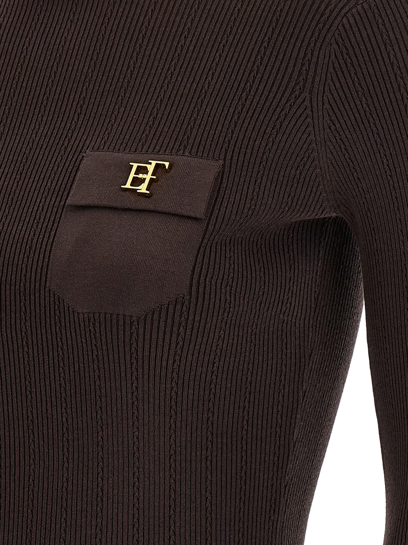 Elisabetta Franchi Brown Lycra Cardigan
