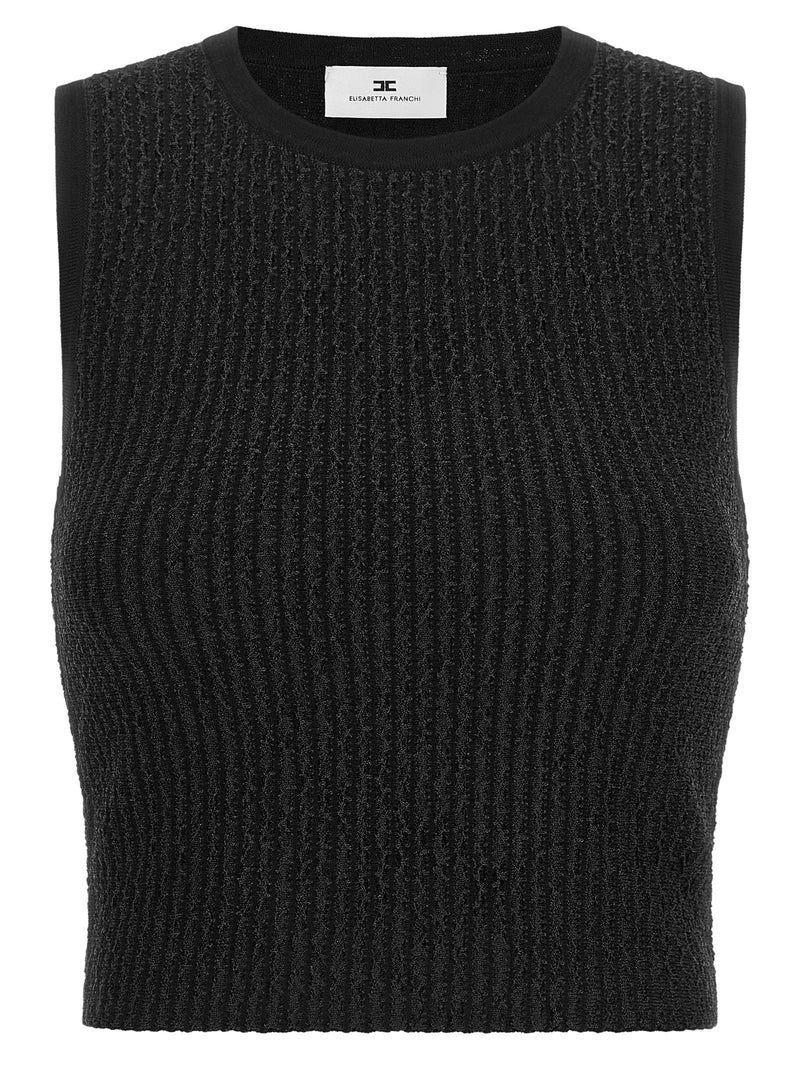 Elisabetta Franchi Black Viscose Sleeveles T-Shirt