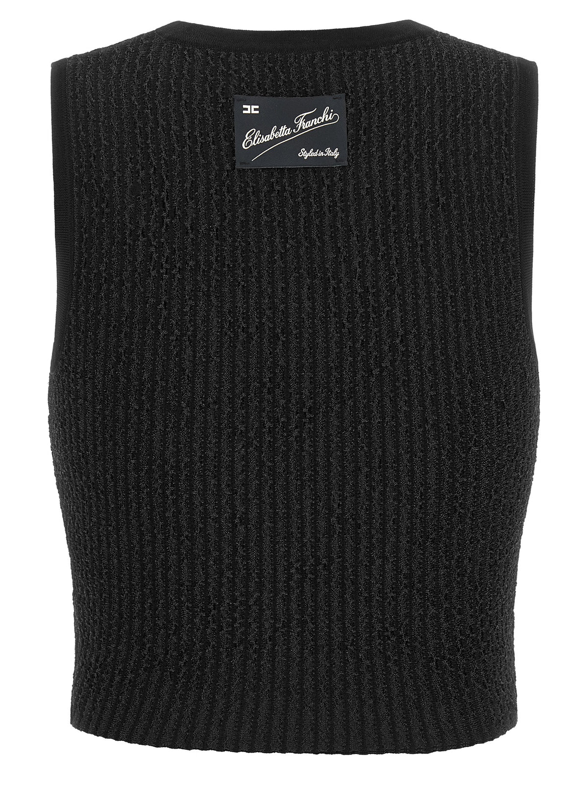 T-shirt sans manches noir en viscose Elisabetta Franchi