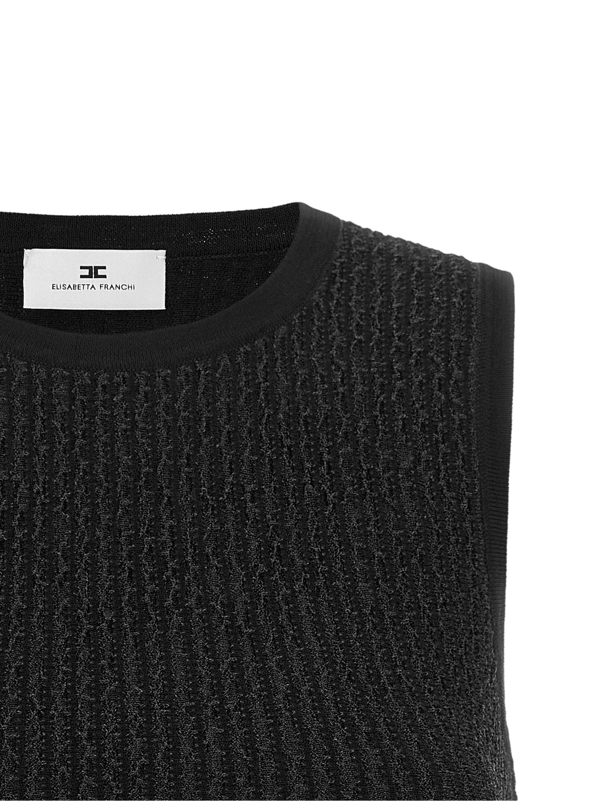 T-shirt sans manches noir en viscose Elisabetta Franchi