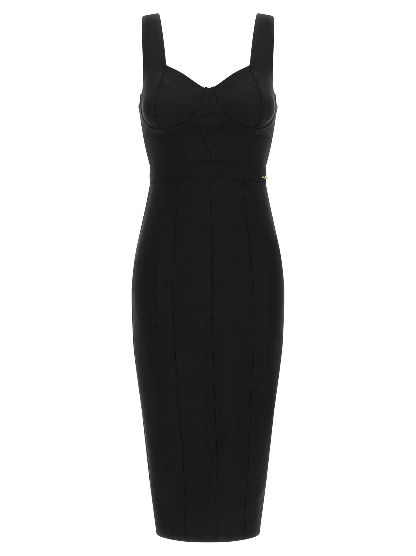 Elisabetta Franchi Black Polyamide Midi Dress