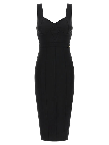 Elisabetta Franchi Black Polyamide Midi Dress