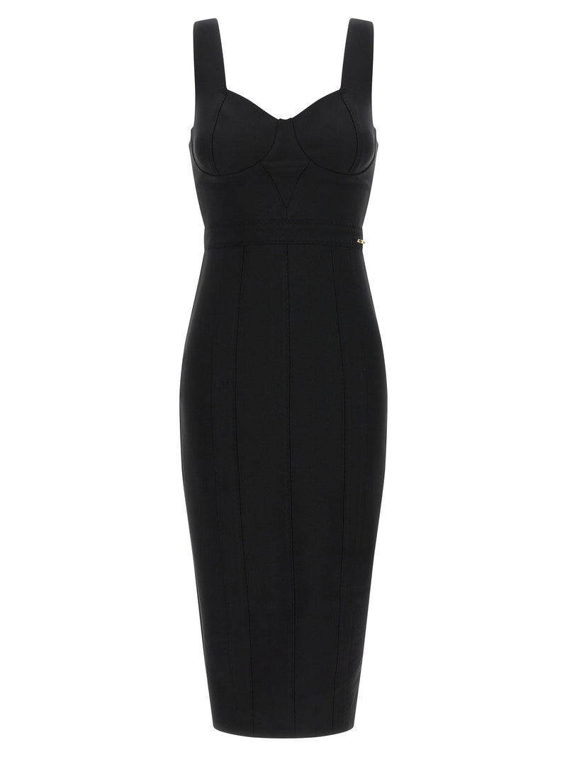 Elisabetta Franchi Black Polyamide Midi Dress