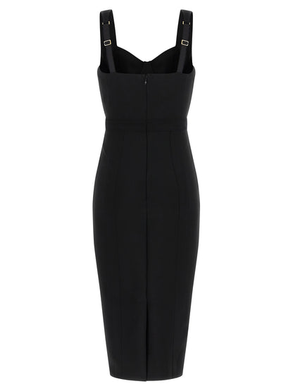 Elisabetta Franchi Black Polyamide Midi Dress