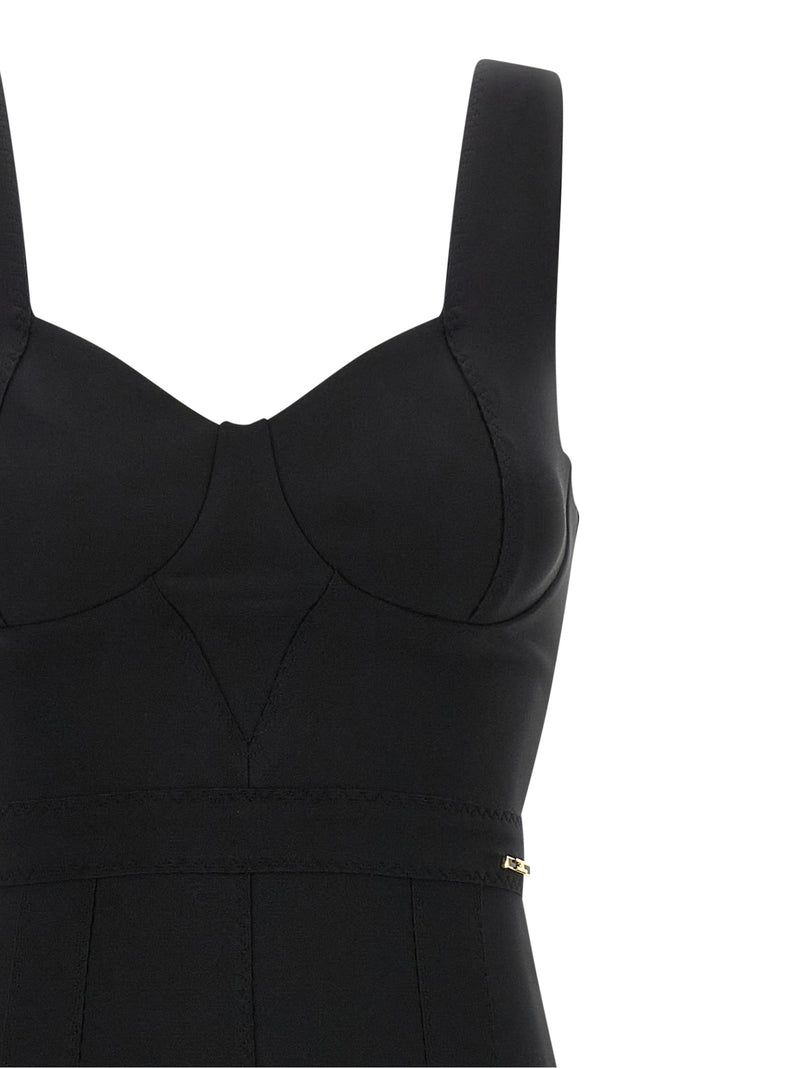 Elisabetta Franchi Black Polyamide Midi Dress