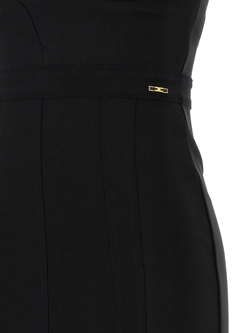 Elisabetta Franchi Black Polyamide Midi Dress