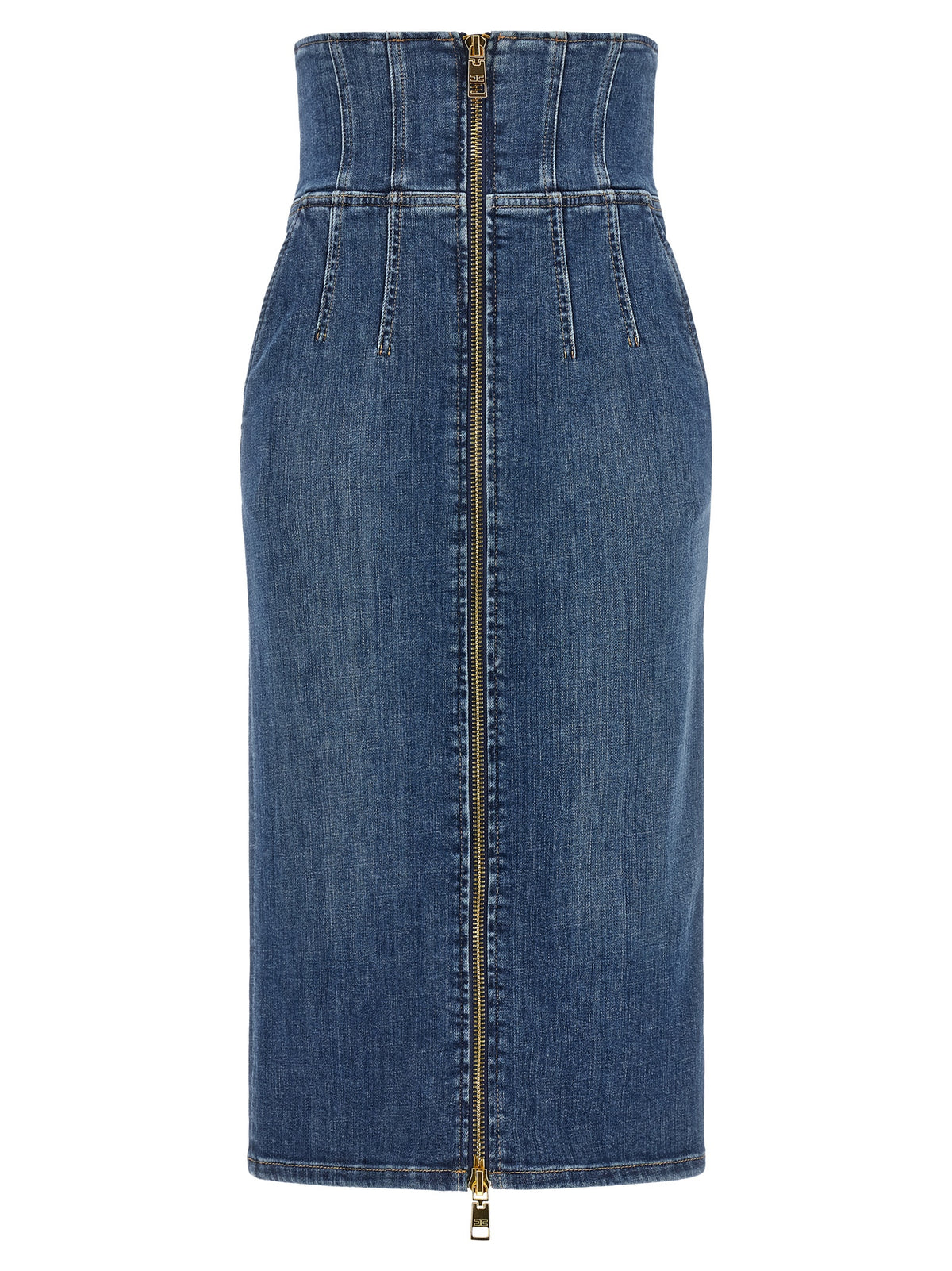 Jupe midi en coton bleu Elisabetta Franchi