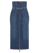 Jupe midi en coton bleu Elisabetta Franchi