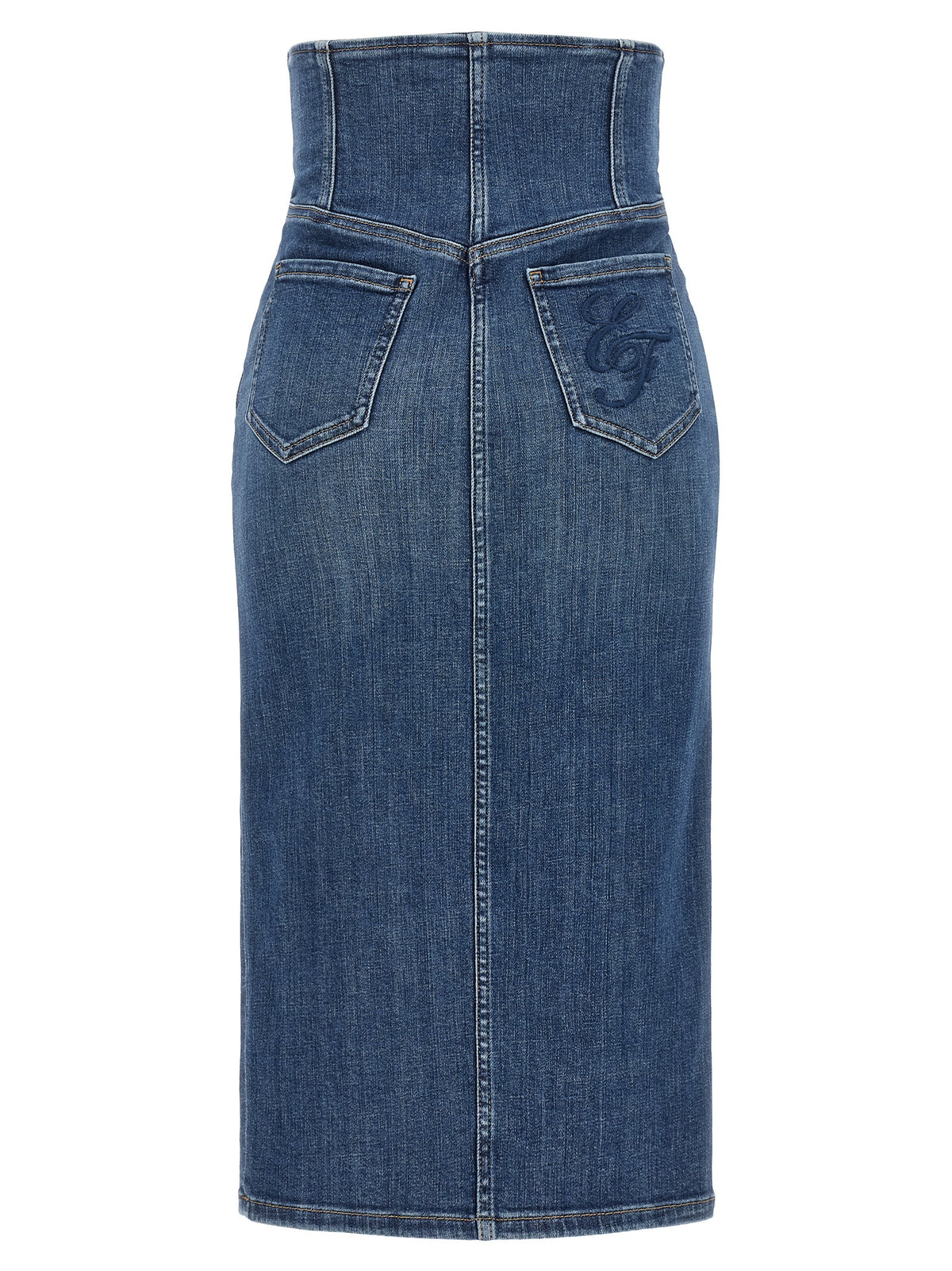 Jupe midi en coton bleu Elisabetta Franchi