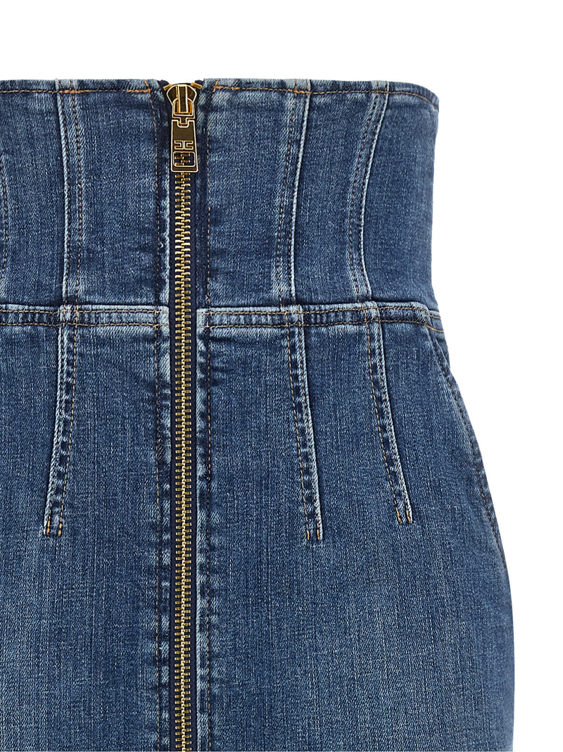 Elisabetta Franchi Blue Cotton Midi Skirt