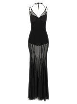 Robe longue Elisabetta Franchi noire en polyamide