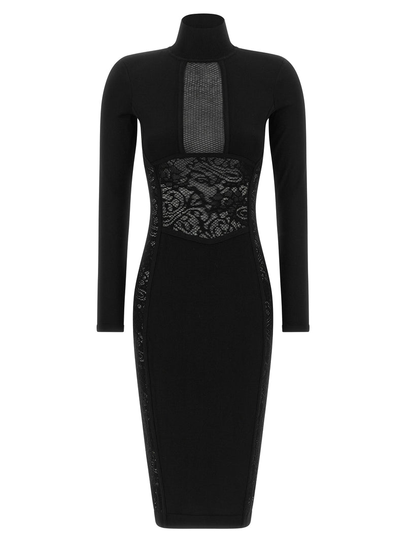 Elisabetta Franchi Black Viscose Midi Dress