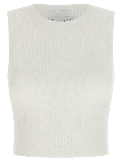 Elisabetta Franchi White Viscose Sleeveles T-Shirt