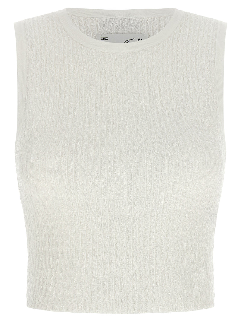 Elisabetta Franchi White Viscose Sleeveles T-Shirt