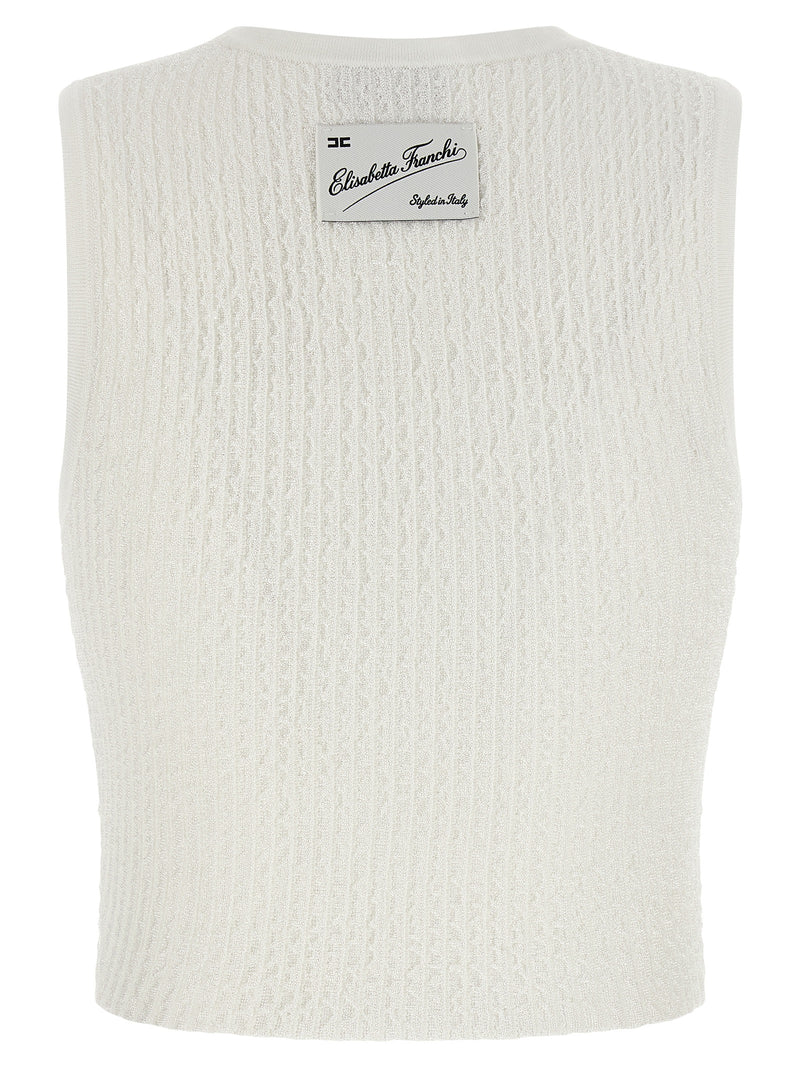 Elisabetta Franchi White Viscose Sleeveles T-Shirt
