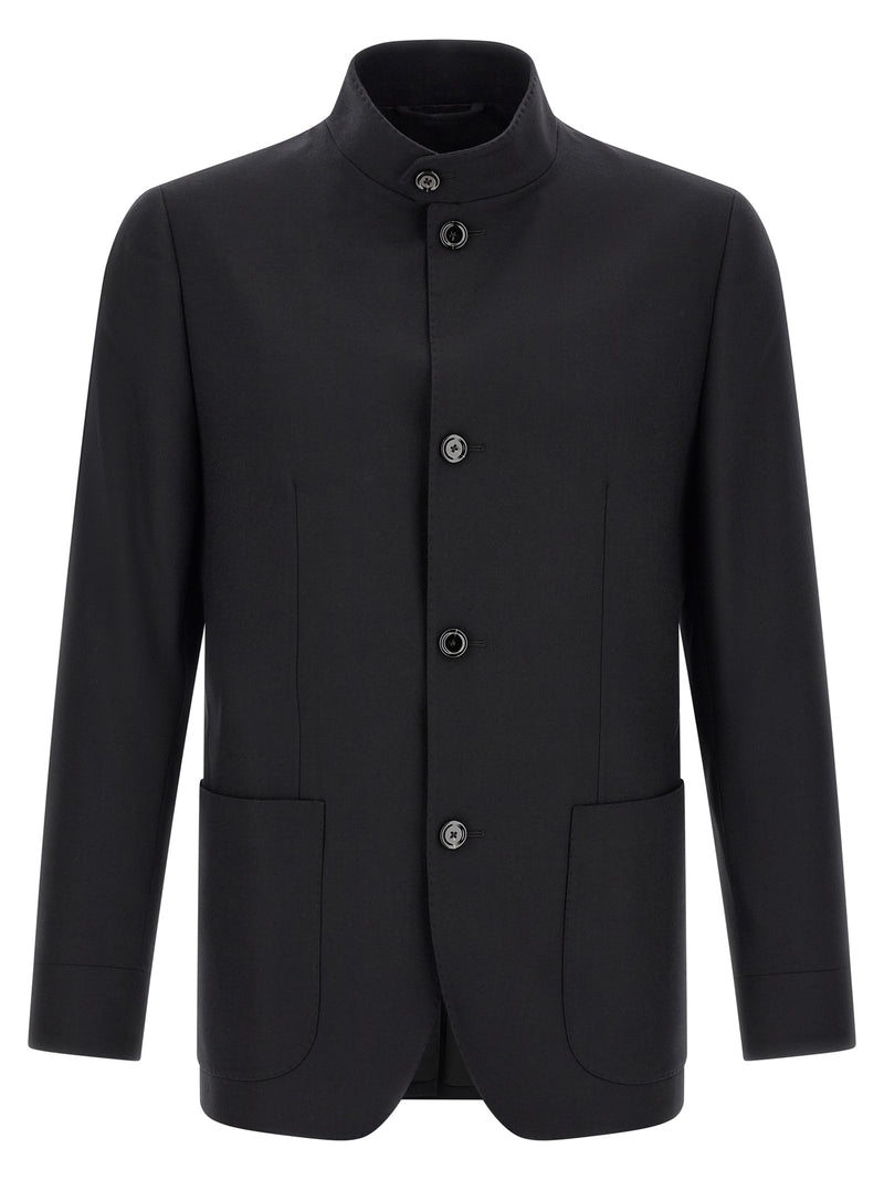 Lardini Black Cashmere Full-Length Jacket