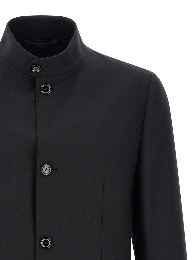Lardini Black Cashmere Full-Length Jacket