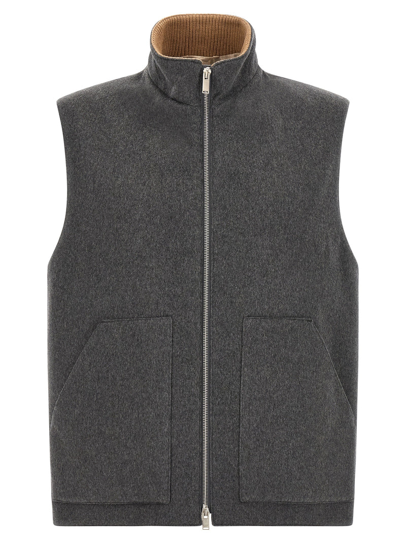Lardini Gray Virgin Wool Sleeveless Jacket