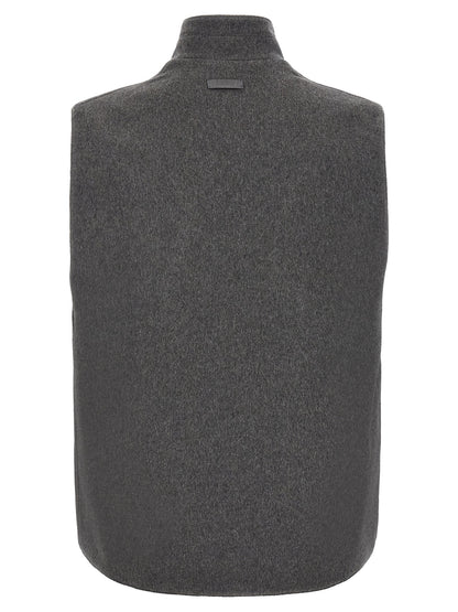 Lardini Gray Virgin Wool Sleeveless Jacket