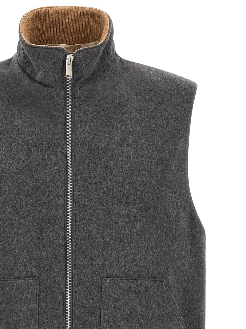 Lardini Gray Virgin Wool Sleeveless Jacket